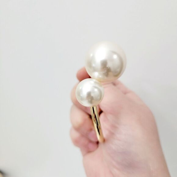 Brand New Top Fashion Gold Tone Pearls Bangle Bracelet - Picture 8 of 10